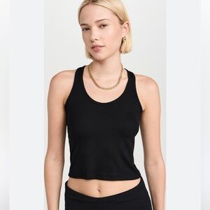 SPRWMN Crop Racer Back Tank Sleeveless Top NWT Black